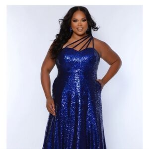 Sapphire sequin evening gown